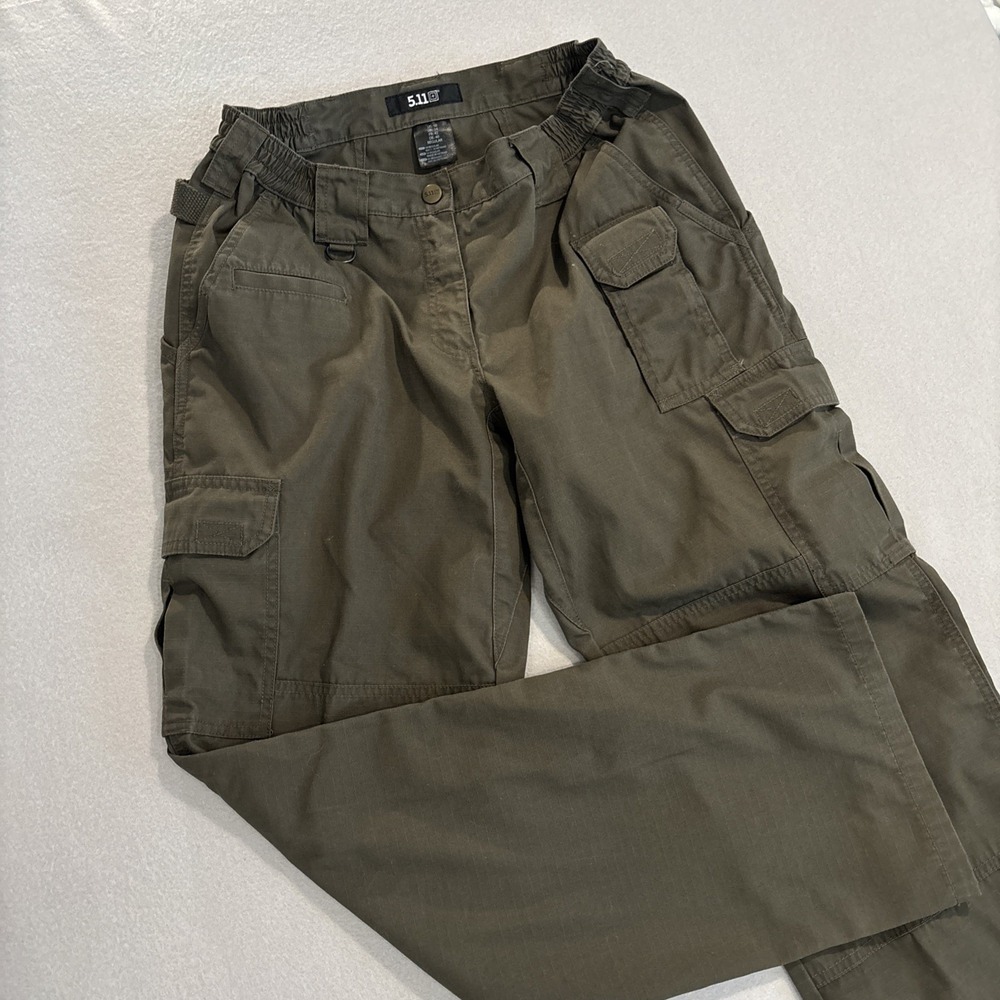 5.11 tactical Sz 10R GREEN Women's pants Tactlite Elastic Waist DOUBLE KNEE ~EUC